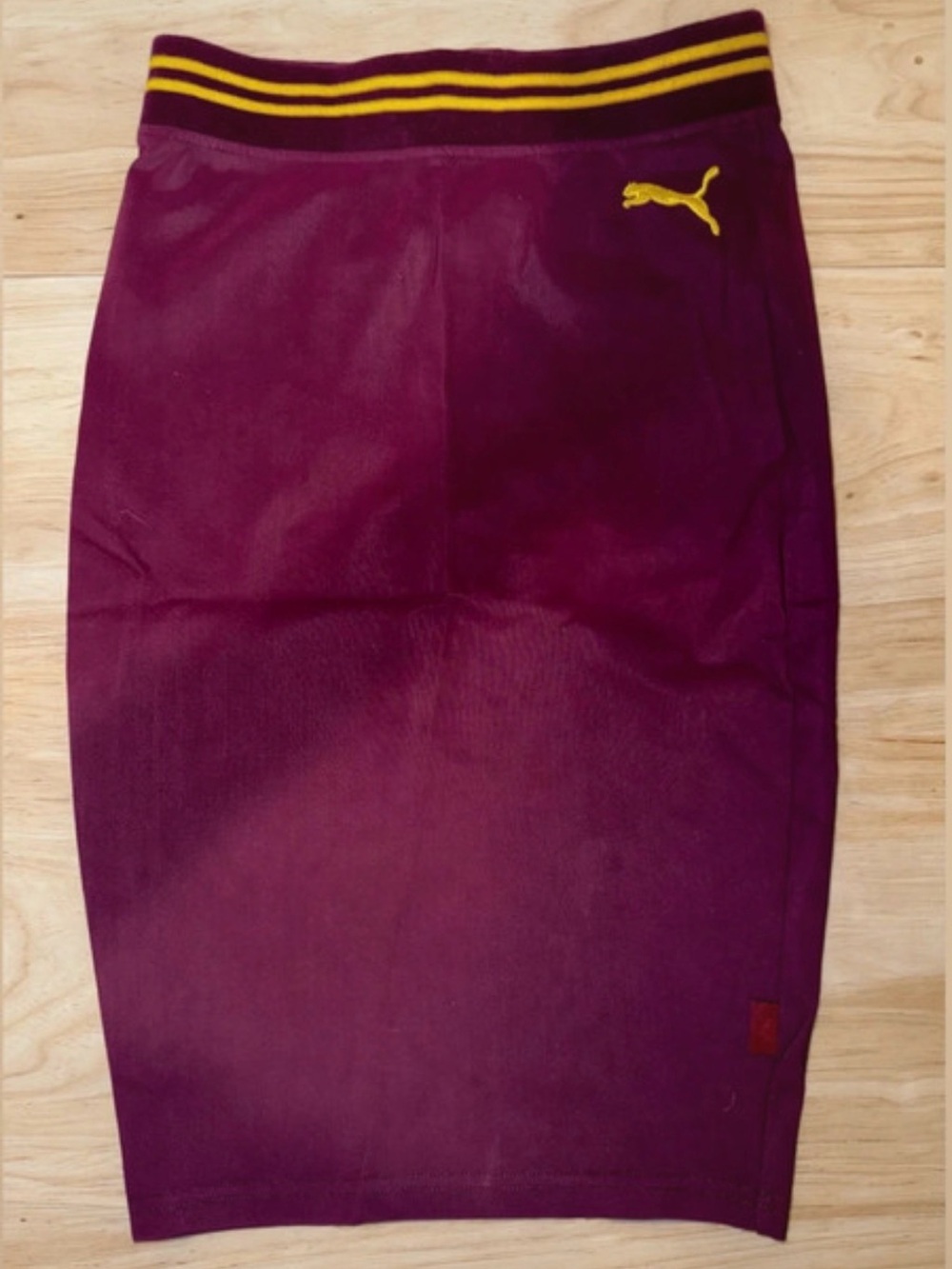 Puma Women's Plum Pencil Skirt with Yellow Stripe Detail